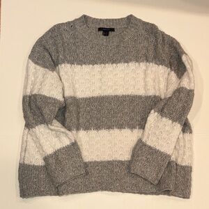 Forever 21 Women’s Heather Gray and Cream Striped Sweater